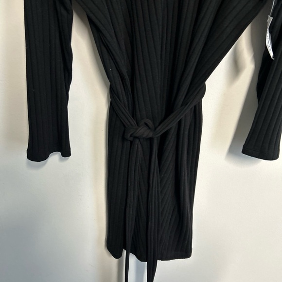 Old Navy Womens XXL Black Ribbed Knit Sweater Dress Long‎ Sleeve Belt 1/4 Button - Picture 6 of 14
